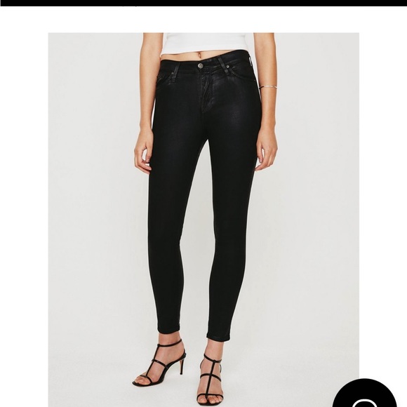 AG Adriano Farrah Skinny Ankle Leatherette Luscious Super Stretch Sateen EUC - Picture 1 of 9